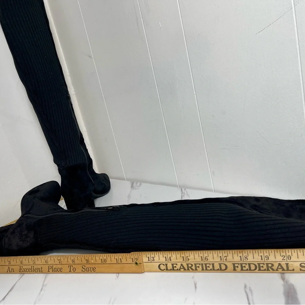 New Kenneth Cole New York Wonens Square Toe Over Knee Black SZ 7.5